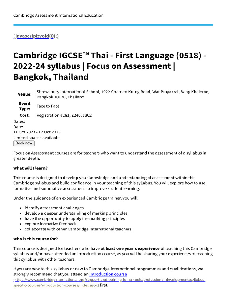 Cambridge IGCSE™ Thai First Language (0518) 202224 Syllabus