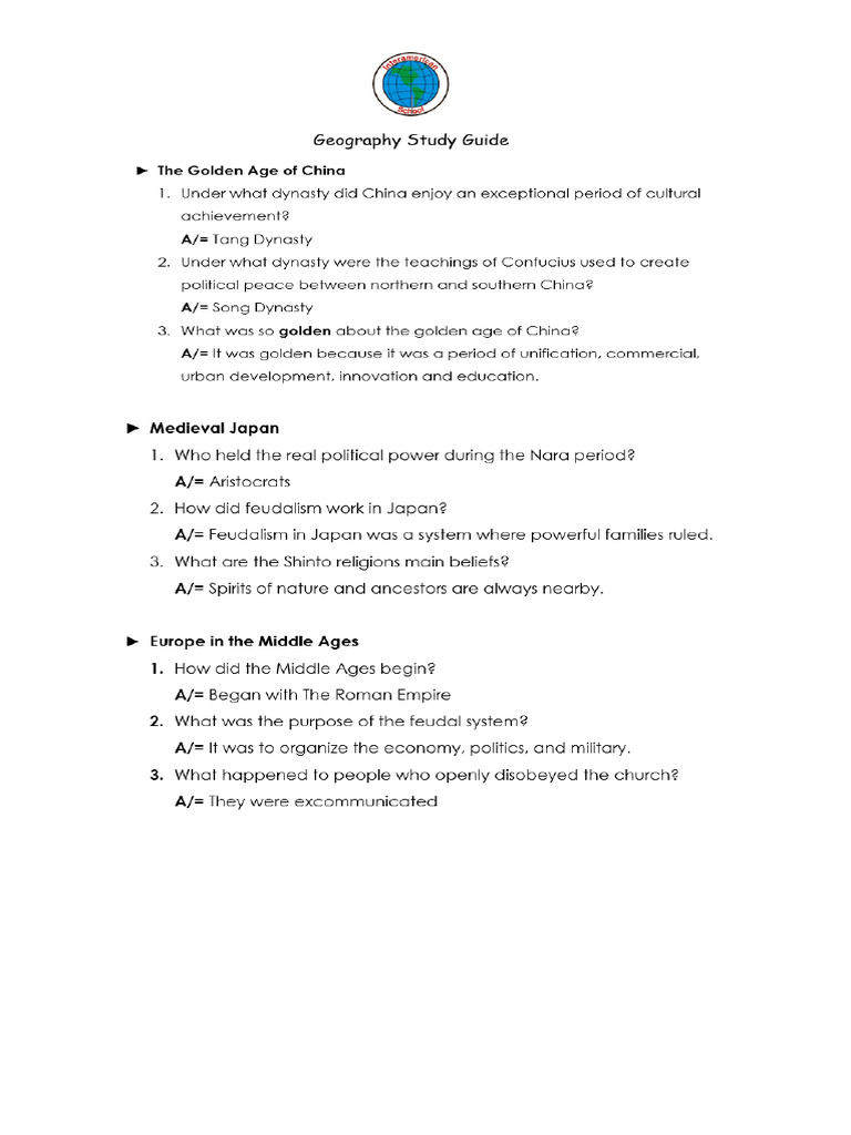 Geography - Study Guide - IV Partial (Seventh Grade) | PDF