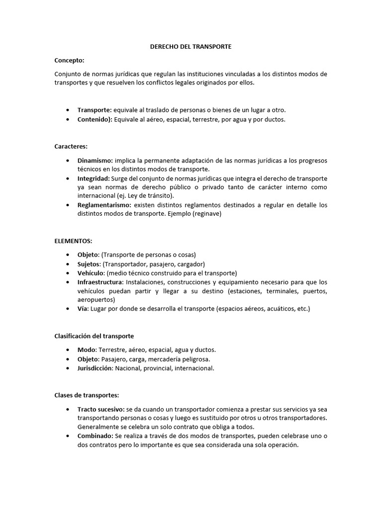 Derecho Del Transporte Pdf Aguas Territoriales Transporte