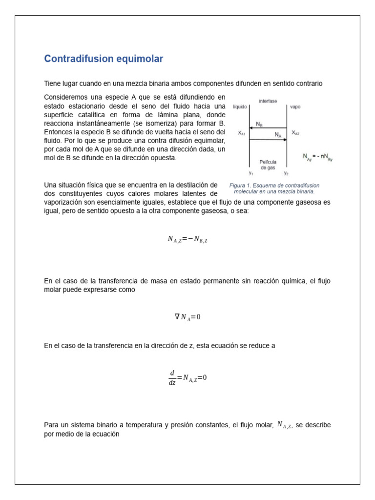Contradifusión Equimolar en Mezclas | PDF | Difusión | Física