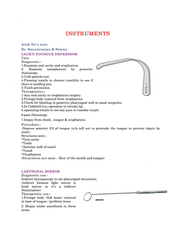 Ent Instruments and Related Info | PDF