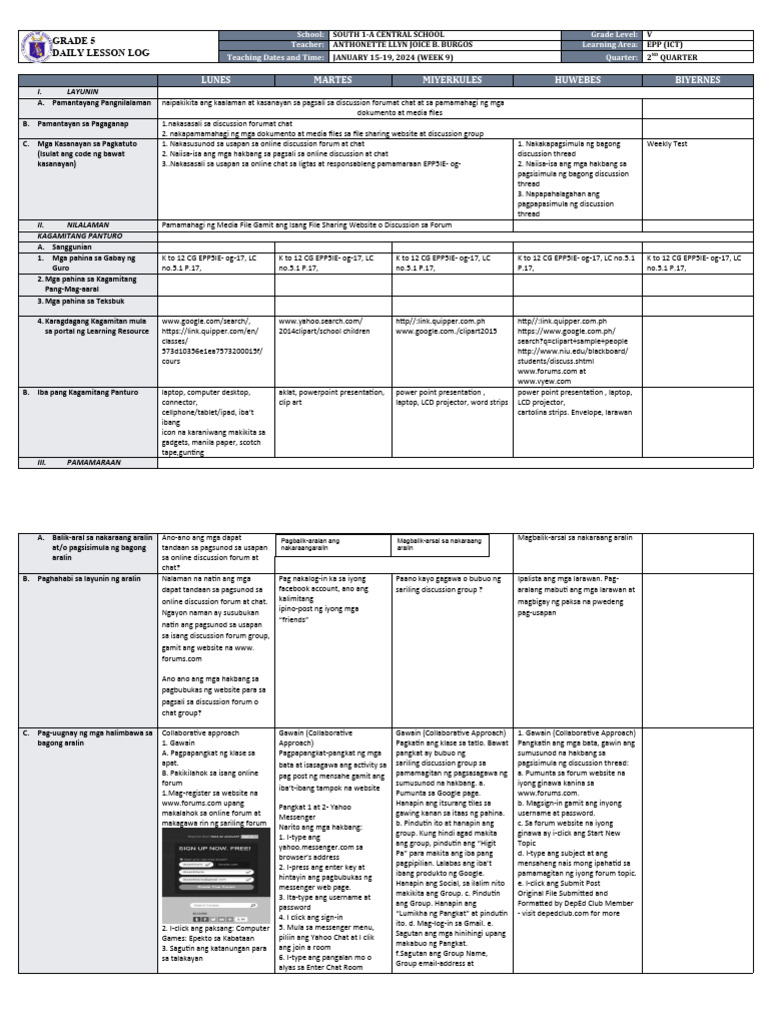 DLL - Epp 5 - Q2 - W8 | PDF