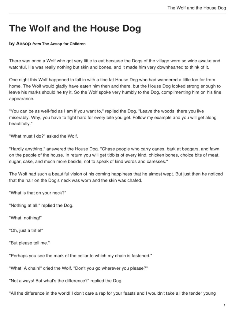 The Wolf and The House Dog Passage | PDF