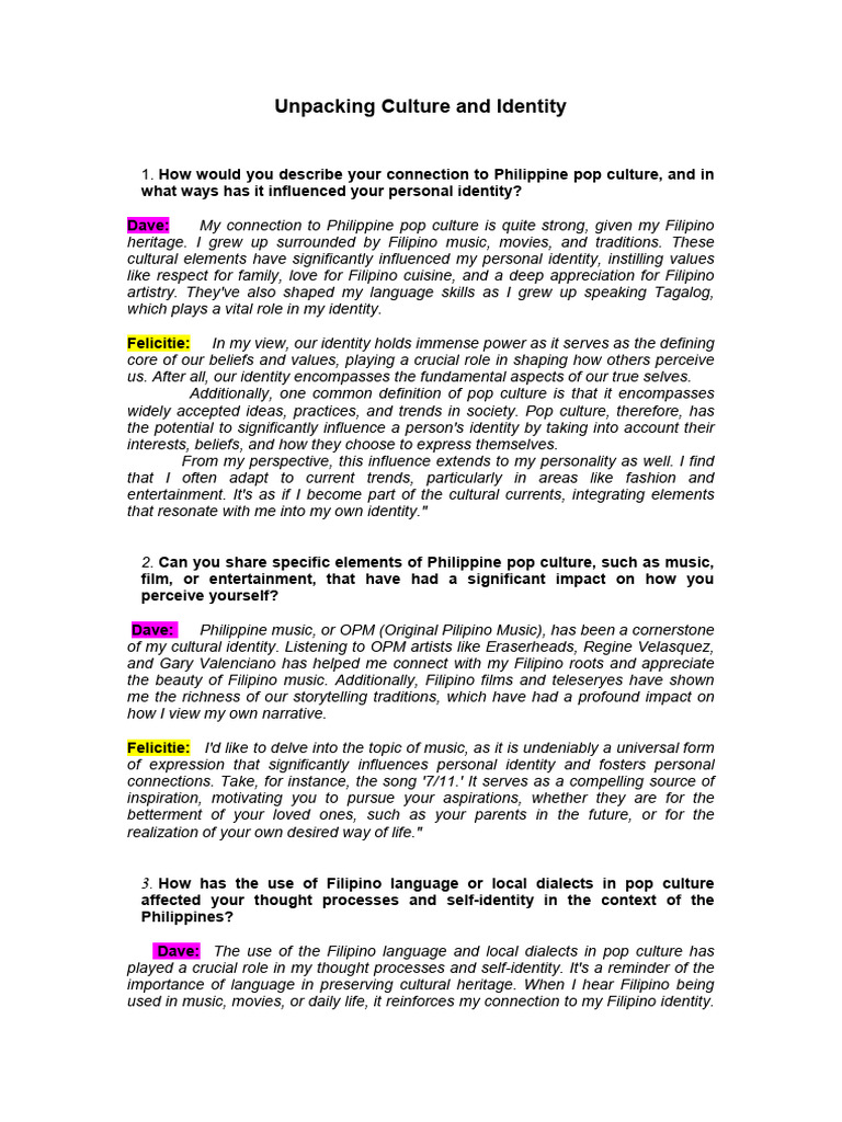 GROUP 9 Unpacking Culture and Identity | PDF | Identity (Social Science ...