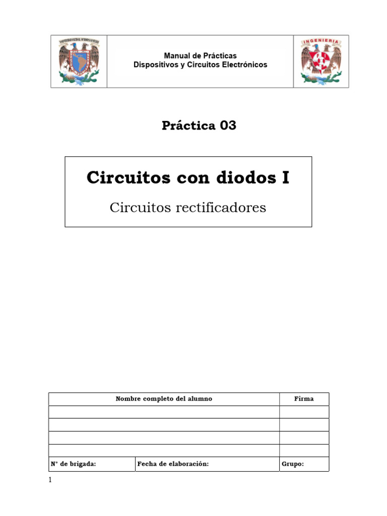 Practica 03 Circuitos Con Diodos I Pdf Rectificador Transformador
