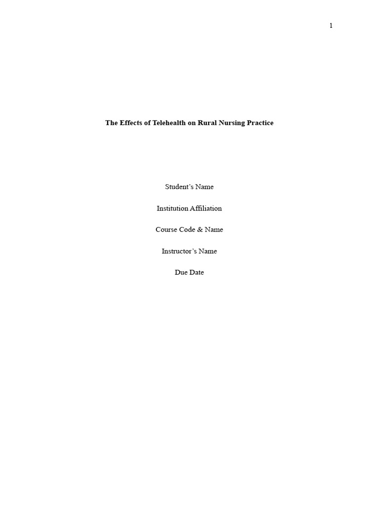 The Effects of Telehealth On Rural Nursing Practice FILE | PDF | Health ...