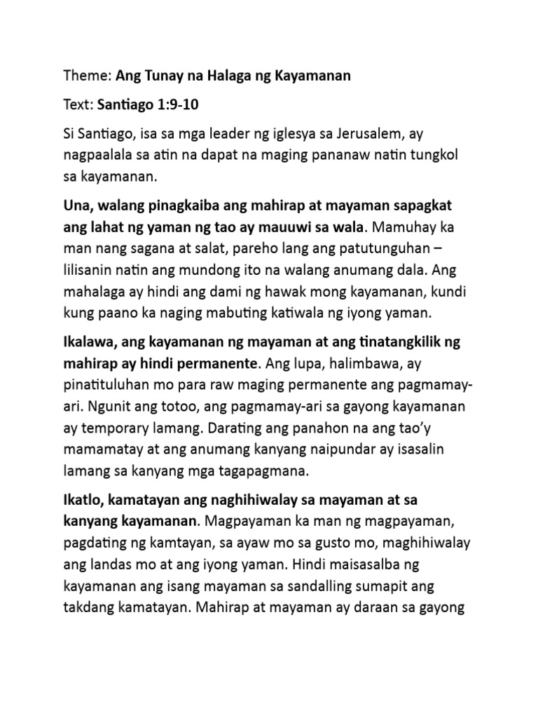 Ang Tunay Na Halaga NG Kayamanan | PDF