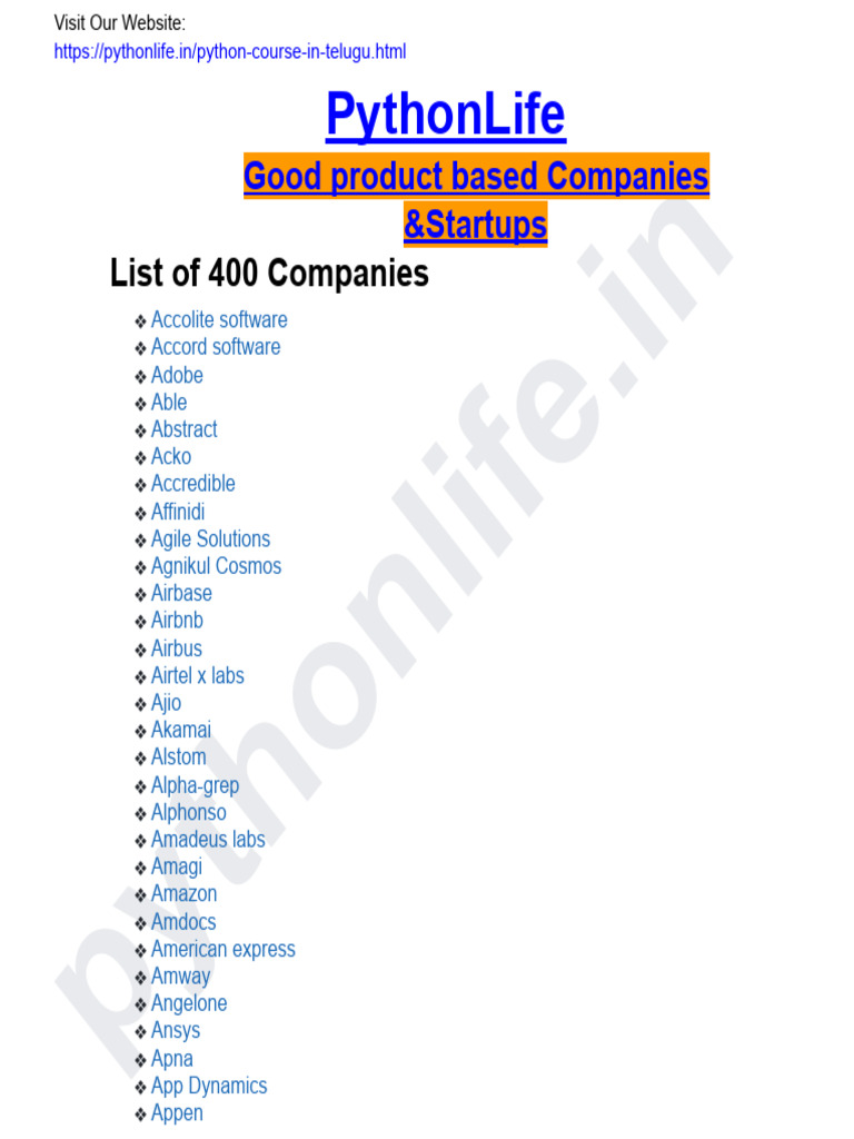 List of 400 Tech Companies | PDF | Companies | Information Technology