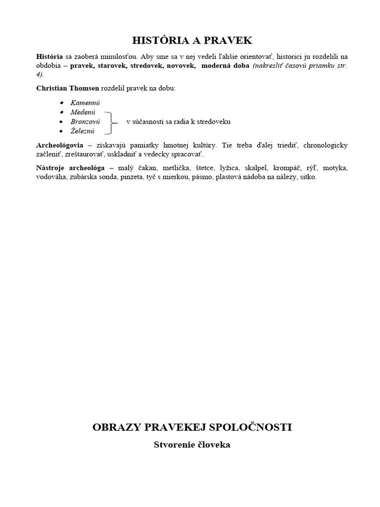 Dejepis Pozn mky Pravek 1 PDF