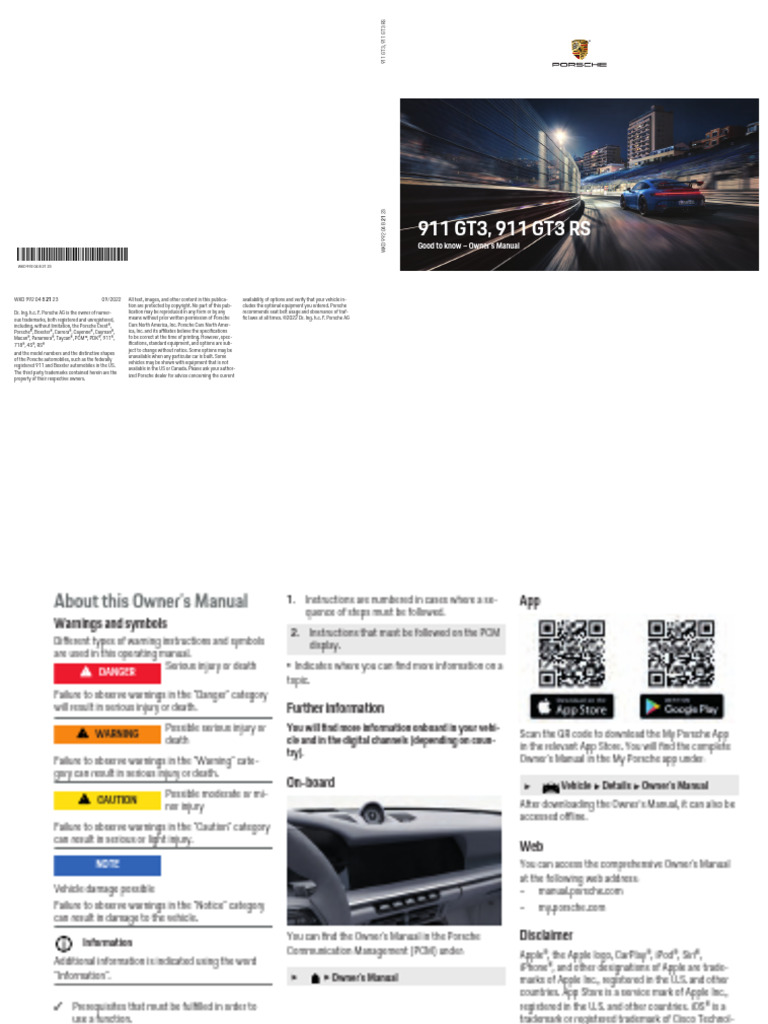 2023 GT3 and RS Owners Manual | PDF | Airbag | Seat Belt