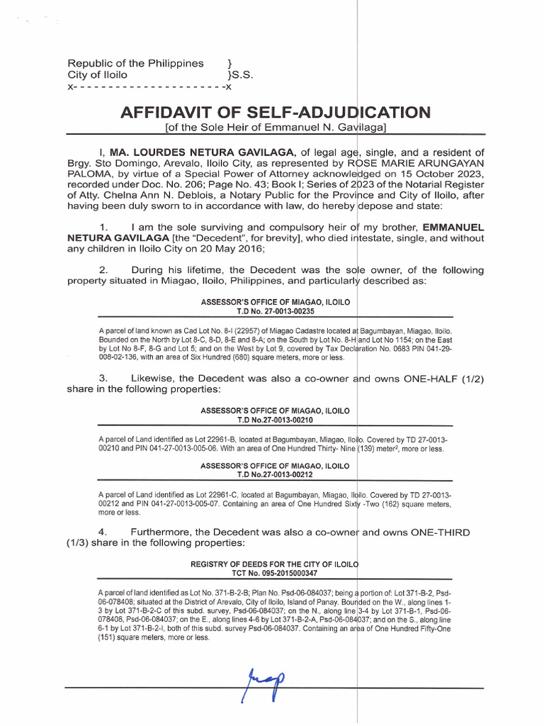 Affidavit of Self Adjudication PDF