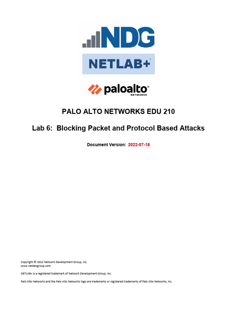 Lab 6 Blocking Packet and Protocol Based Attacks | PDF | Denial Of ...