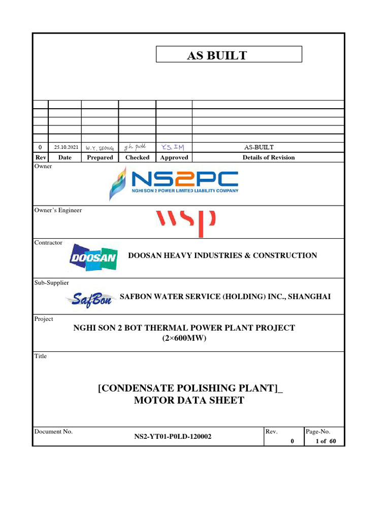 NS2-YT01-P0LD-120002-AB (Condensate Polishing Plant) - MOTOR DATA SHEET ...