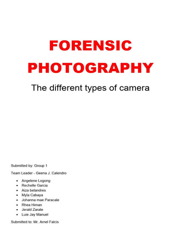 Types of Cameras in Forensic Photography | PDF