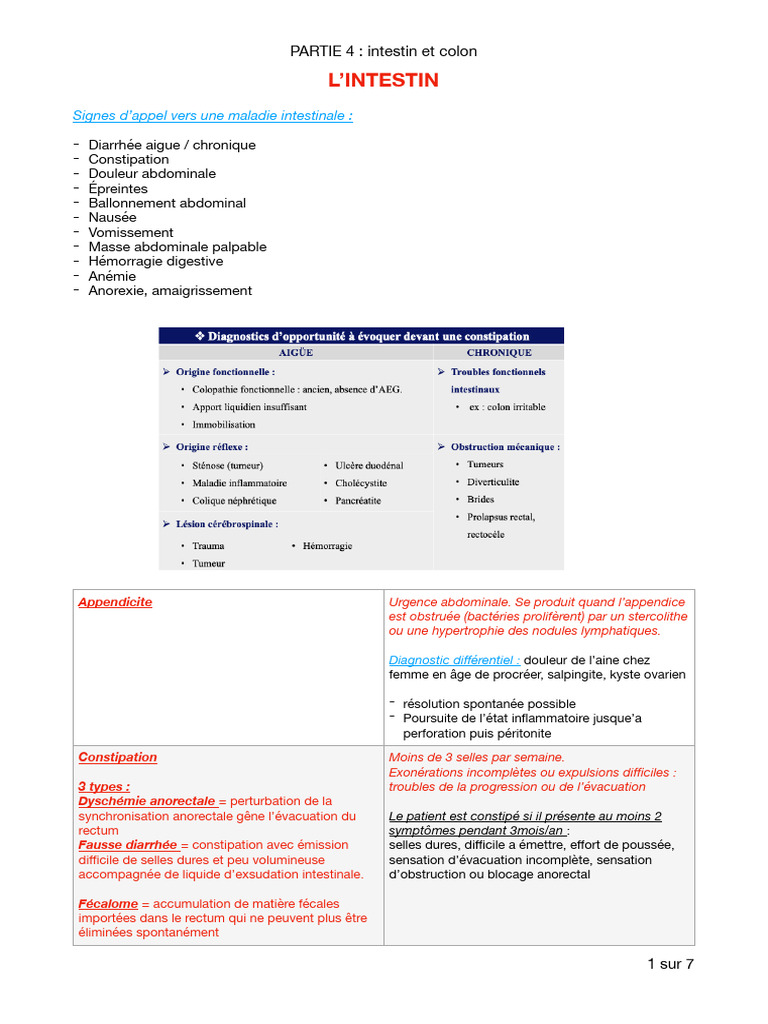 Maladies de l'intestin et du colon : symptômes et traitements | PDF ...