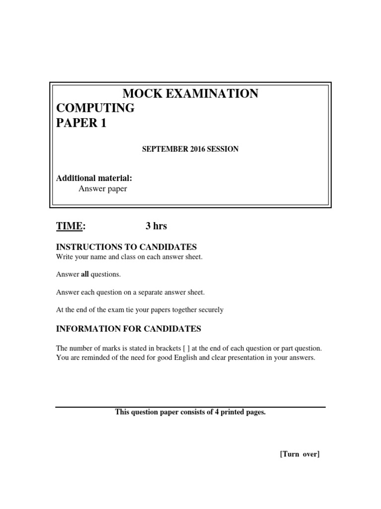 Computing Paper 1 Mock | PDF