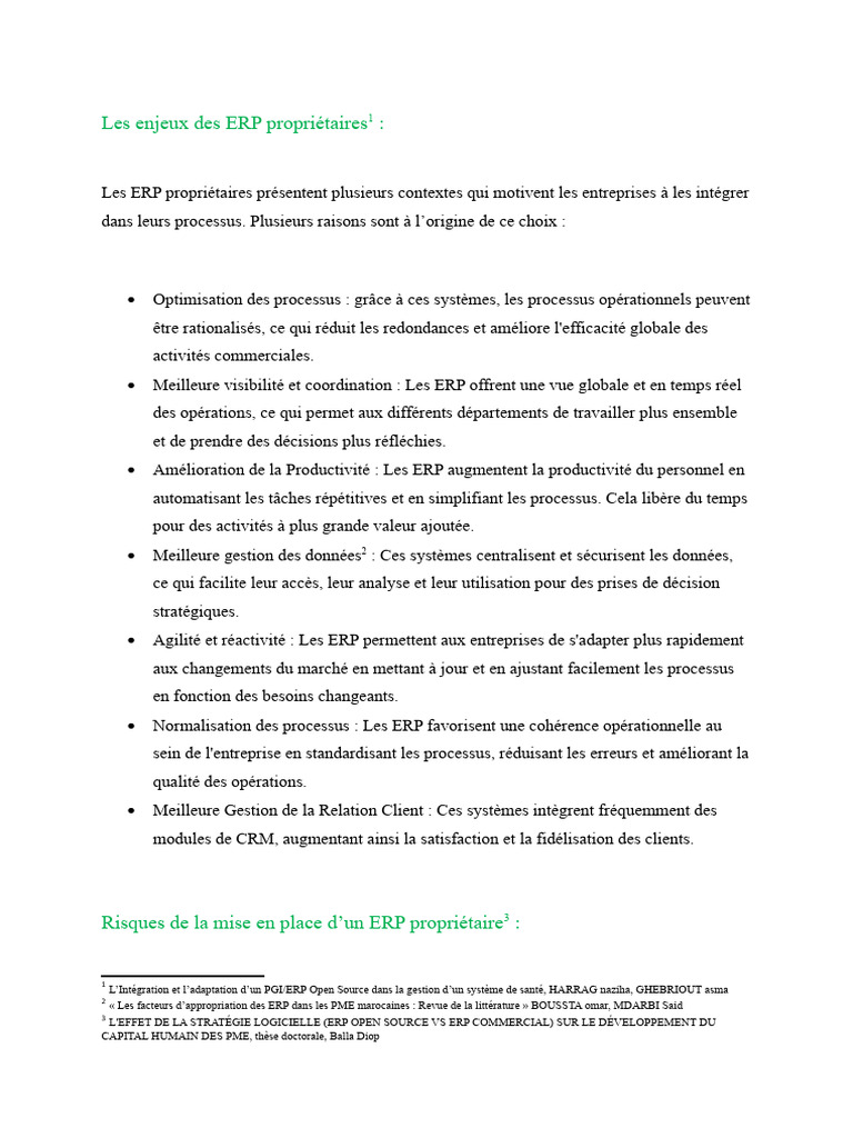Enjeux et risques des ERP propriétaires | PDF | Progiciel de gestion ...