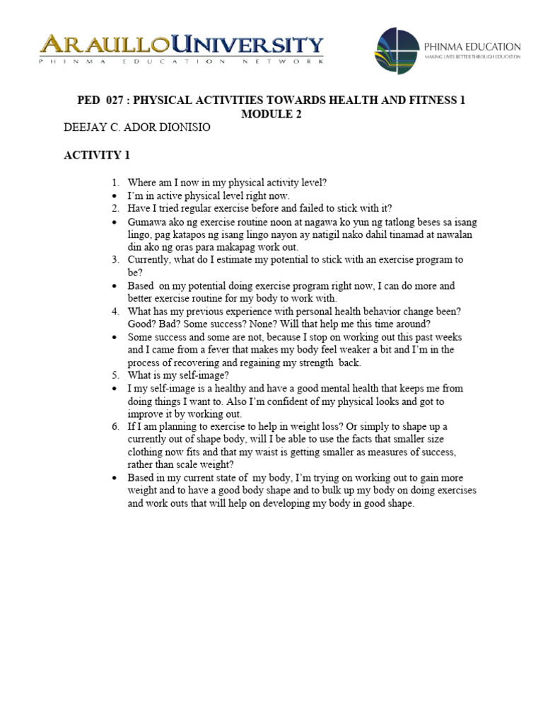 Assessing Physical Activity Levels | PDF | Self-Improvement