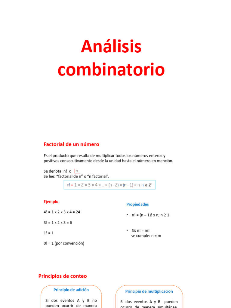 Analisis Combinatorio U8 2do | PDF | Multiplicación | Combinatoria