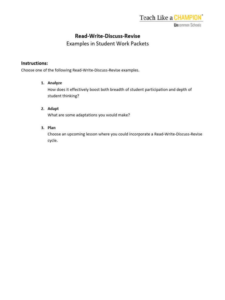 GG Read Write Discuss Revise Template | PDF | Human Communication