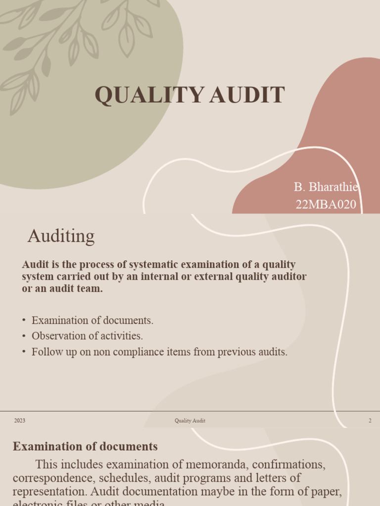 Quality Audit Process Overview | PDF