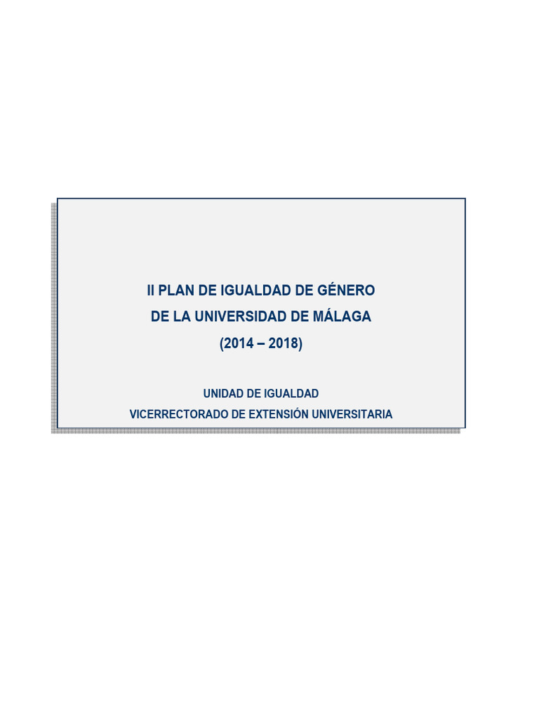 II Plan de Igualdad de Género UMA | PDF | Igualdad de género | Estudios ...