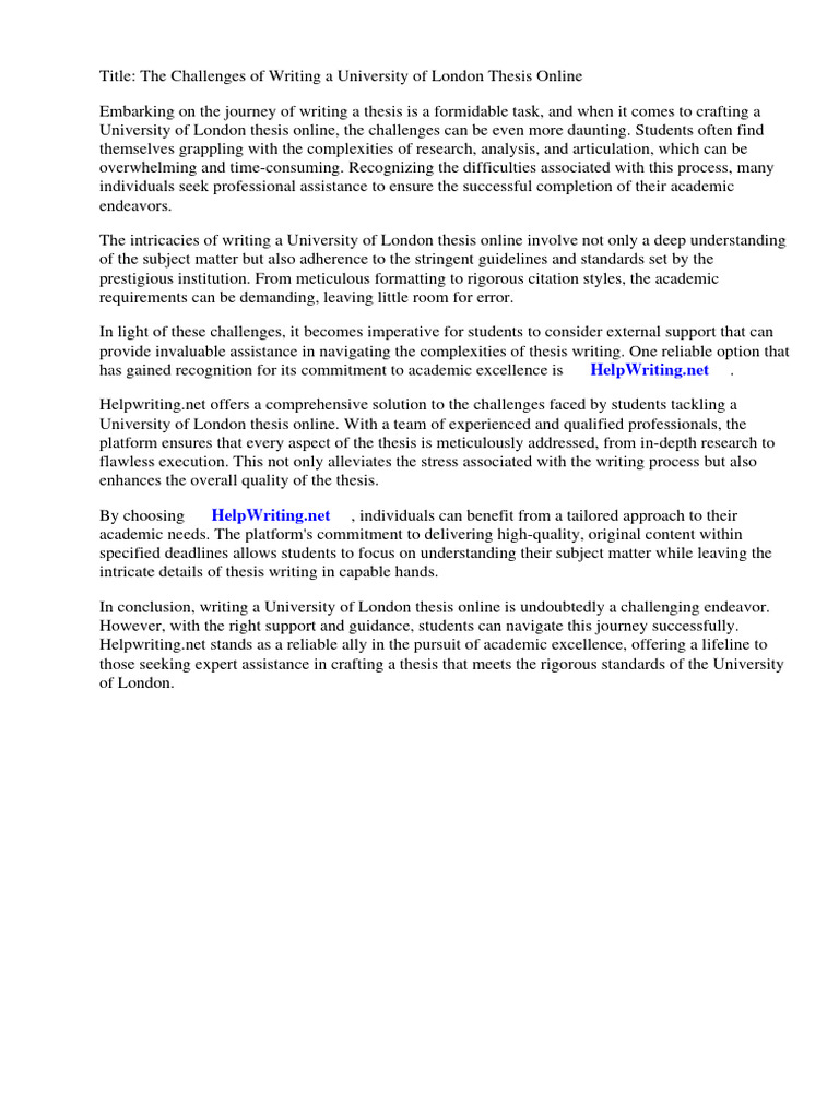 University Of London Thesis Online Pdf Thesis Galaxy