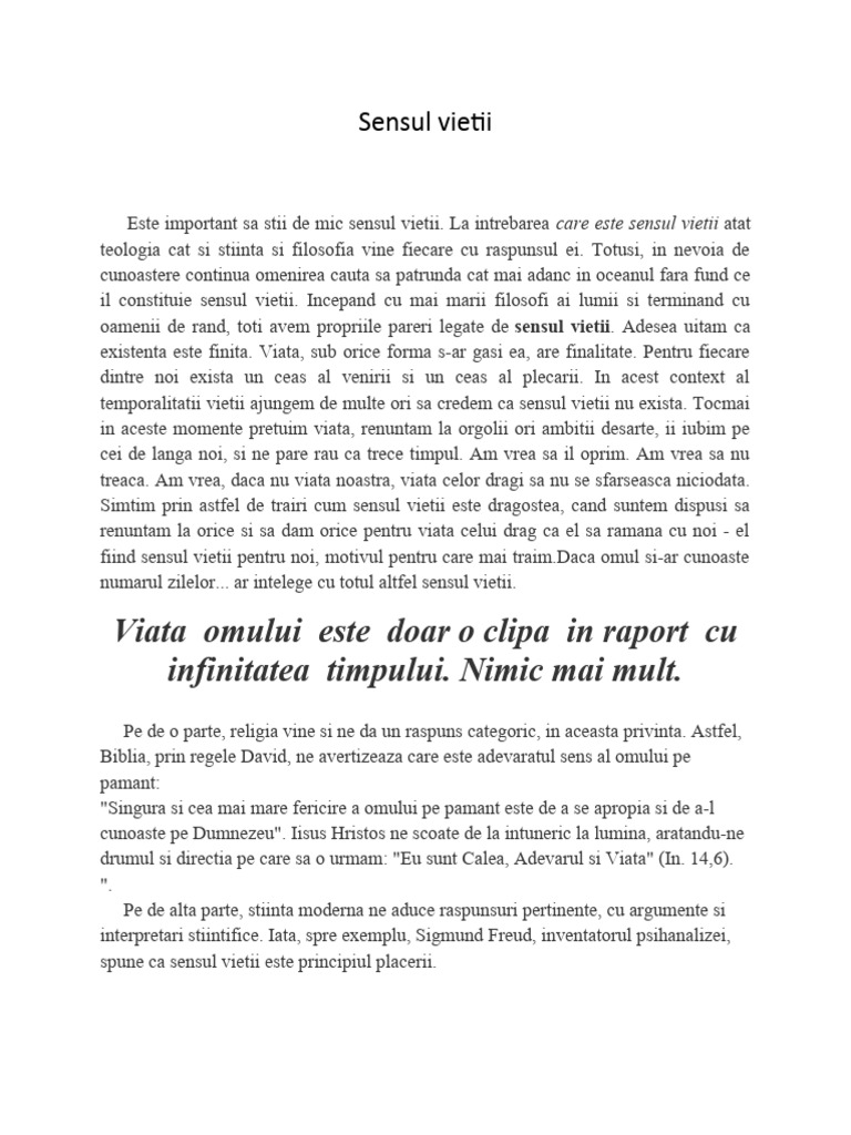 Sensul Vietii PDF