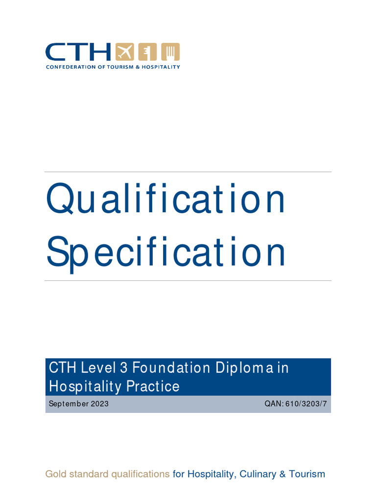 CTH L3 Foundation Diploma in Hospitality Practice - Qual Spec 2023 ...