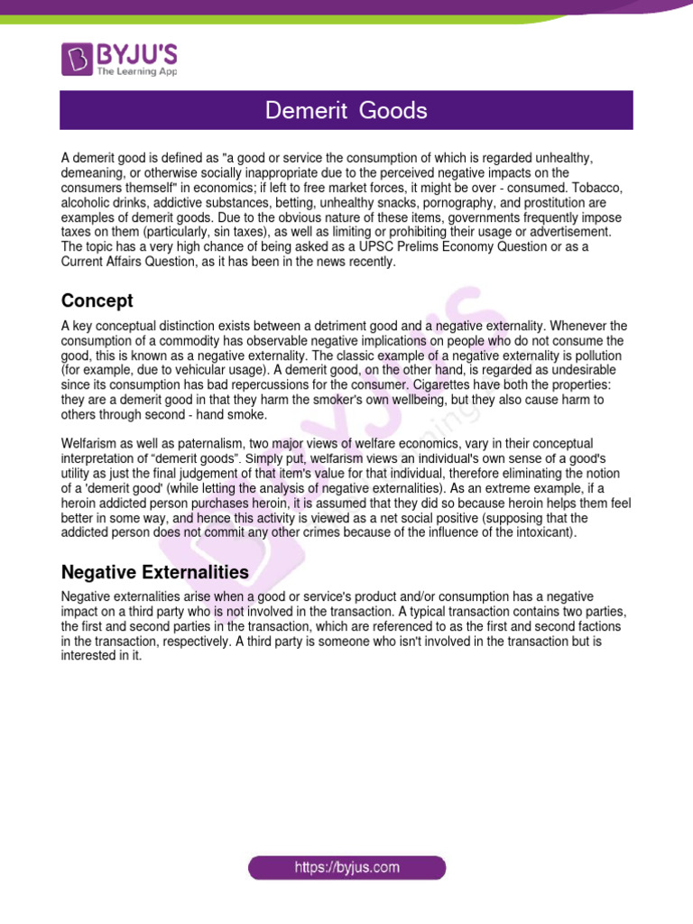 Demerit Goods | PDF | Externality | Economies