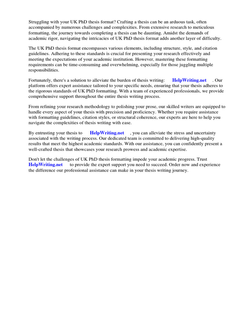 Uk Phd Thesis Format Download Free Pdf Thesis
