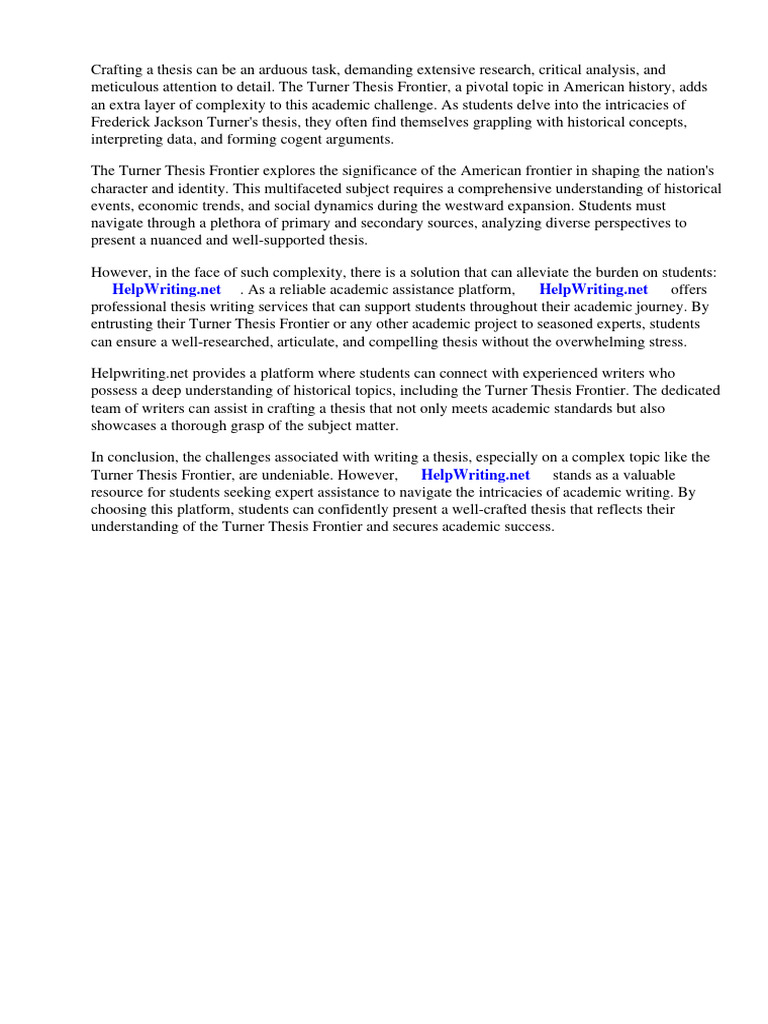 Turner Thesis Frontier PDF American Frontier The United States