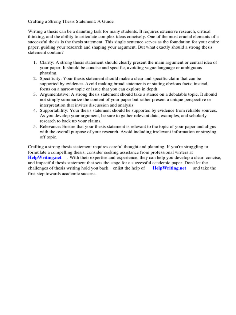What Must A Strong Thesis Statement Contain | PDF | Thesis | Essays
