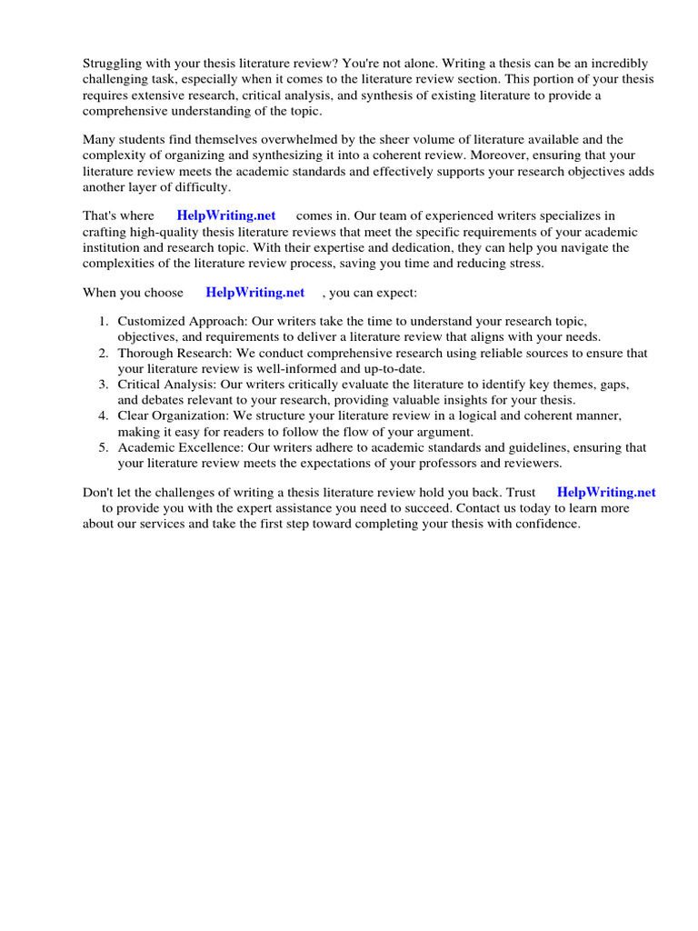 Bachelor Thesis Literature Review