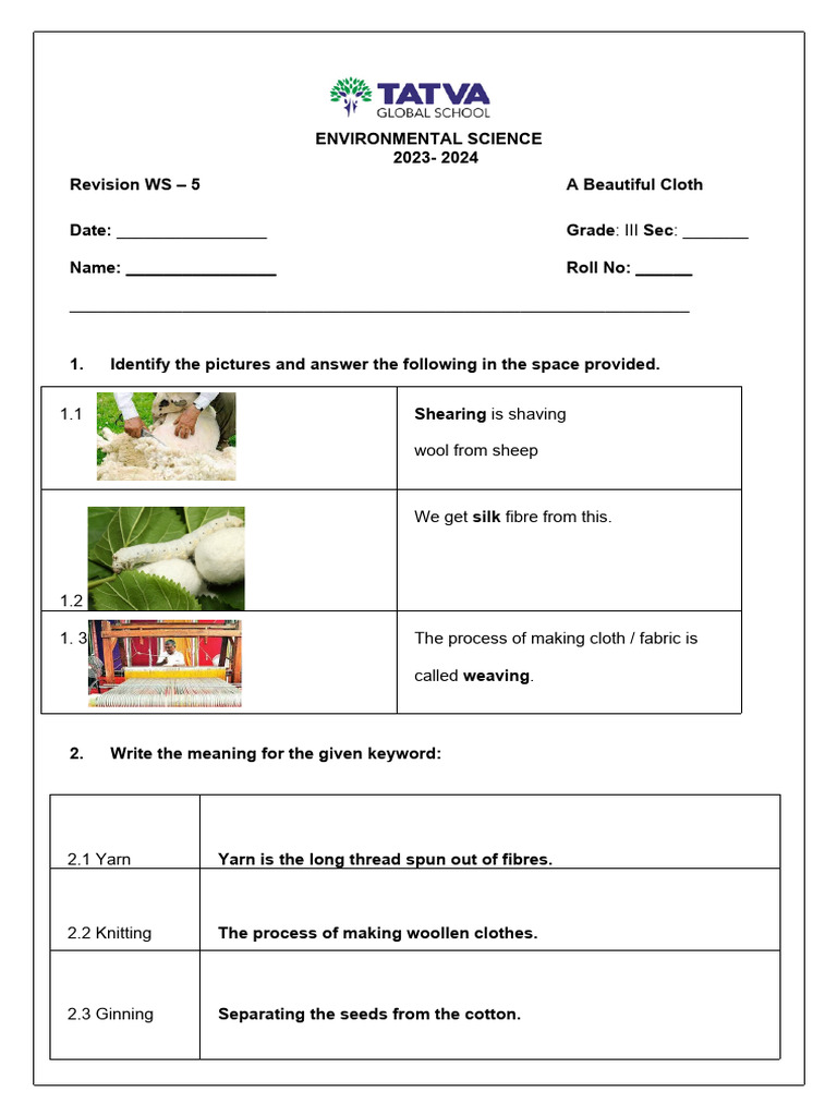 GR - 3 - Evs - Rws - 5-Ak | PDF | Textiles | Weaving