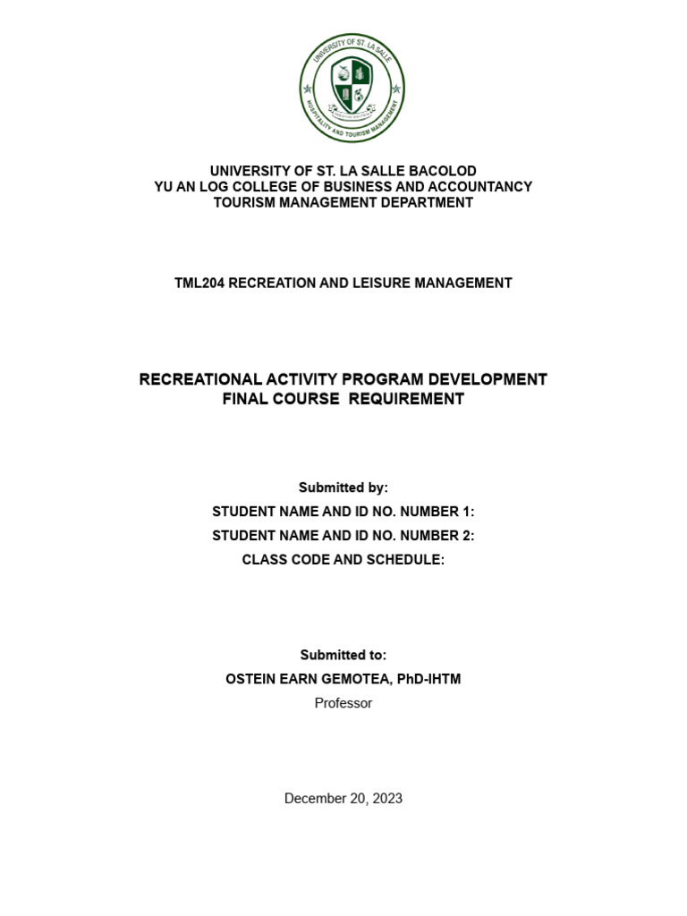 Resort Recreation Program Guide | PDF | Tourism | Risk Management