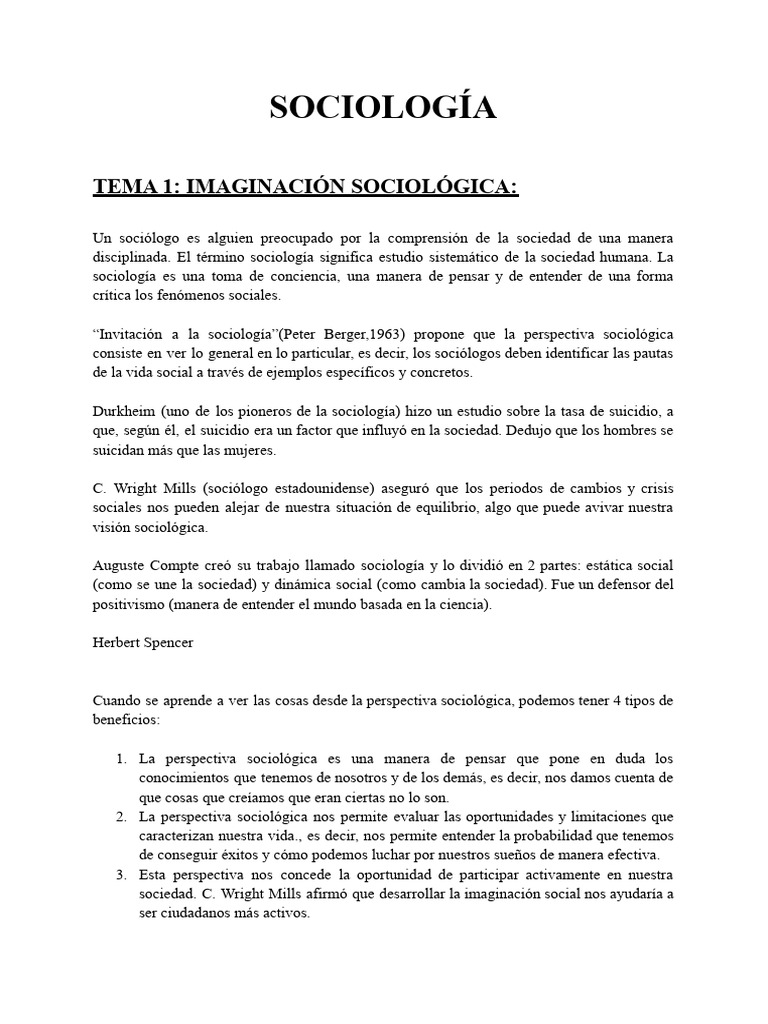 Tema 1 | PDF | Sociología | Sociedad