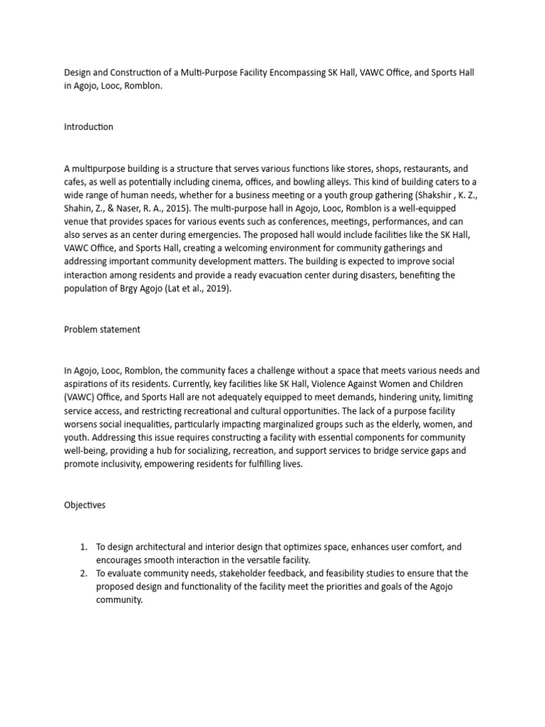 Multi Purpose Hall | PDF | Community | Goal