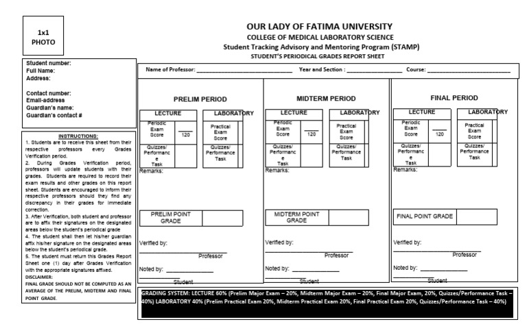 Student Grades Report Sheet Template | PDF