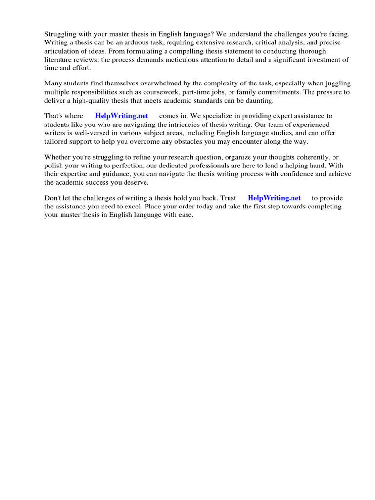 Master Thesis in English Language PDF | PDF | Thesis | Plagiarism