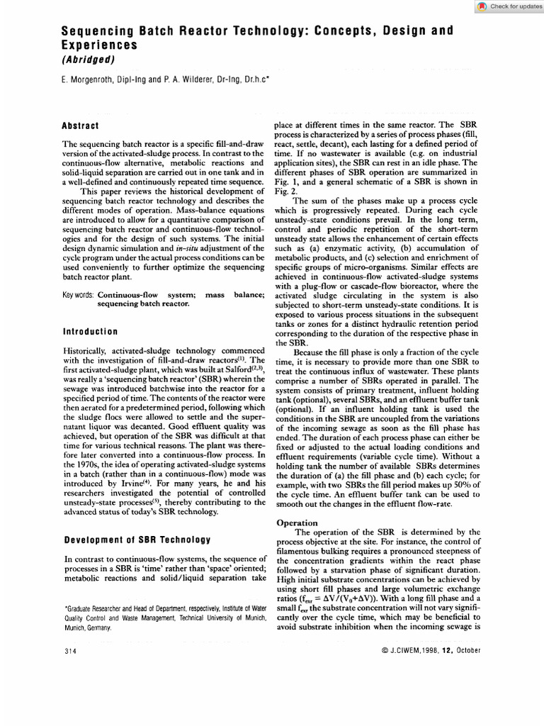 Water Environment J - 2007 - Morgenroth - Sequencing Batch Reactor ...