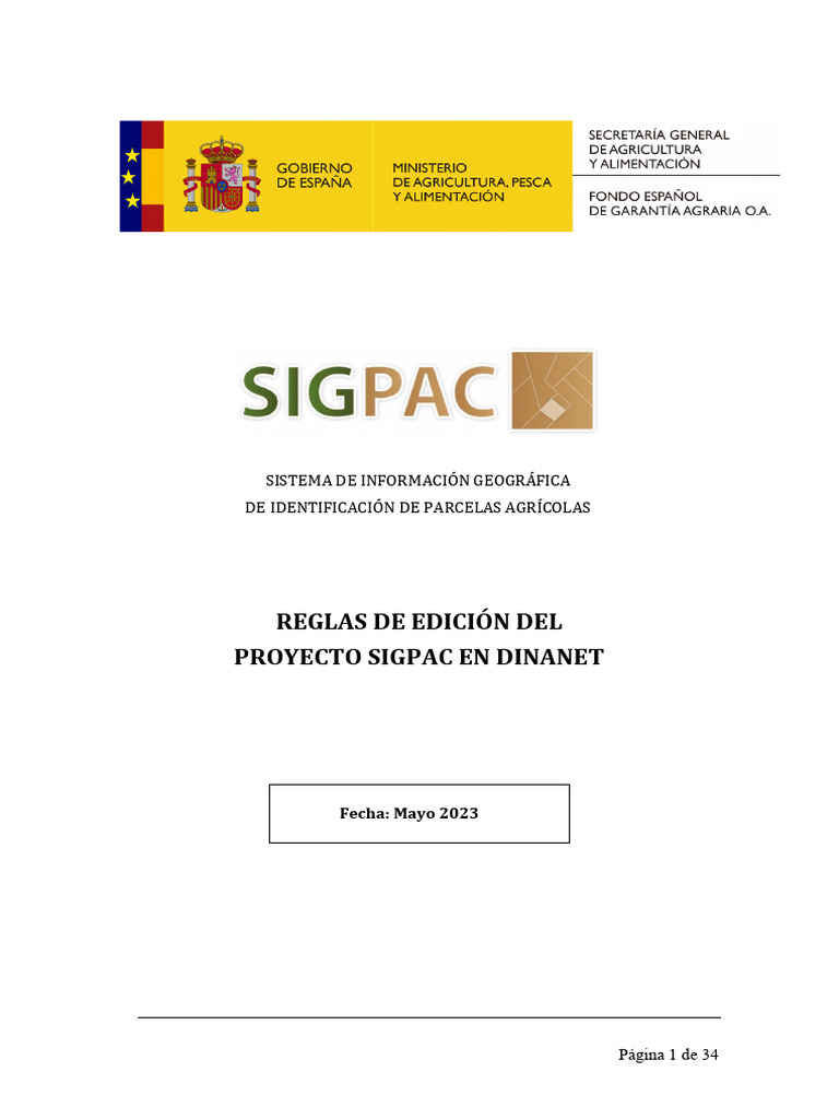 Reglas De Edici n Del Proyecto SIGPAC PDF Sistema De Informaci n 