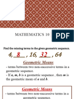 Mathematics 10: Teacher: Ms. Regine B. Bueno