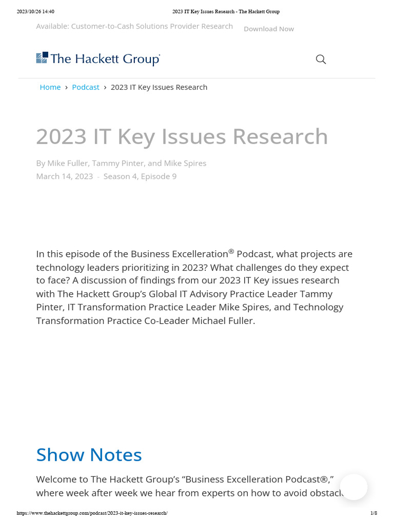 2023 IT Key Issues Research - The Hackett Group | PDF | Business ...