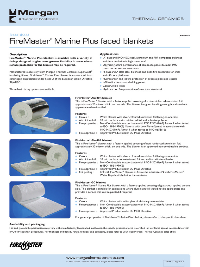 fmmarineplusfacedblanketsdatasheet (1) PDF Thermal Insulation