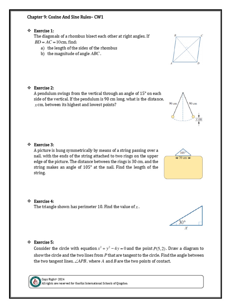 Trigonometry Exercises and Applications | PDF | Trigonometric Functions ...