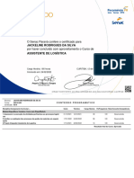 O Senac Paraná Confere o Certificado para Por Haver Concluído Com Aproveitamento o Curso de