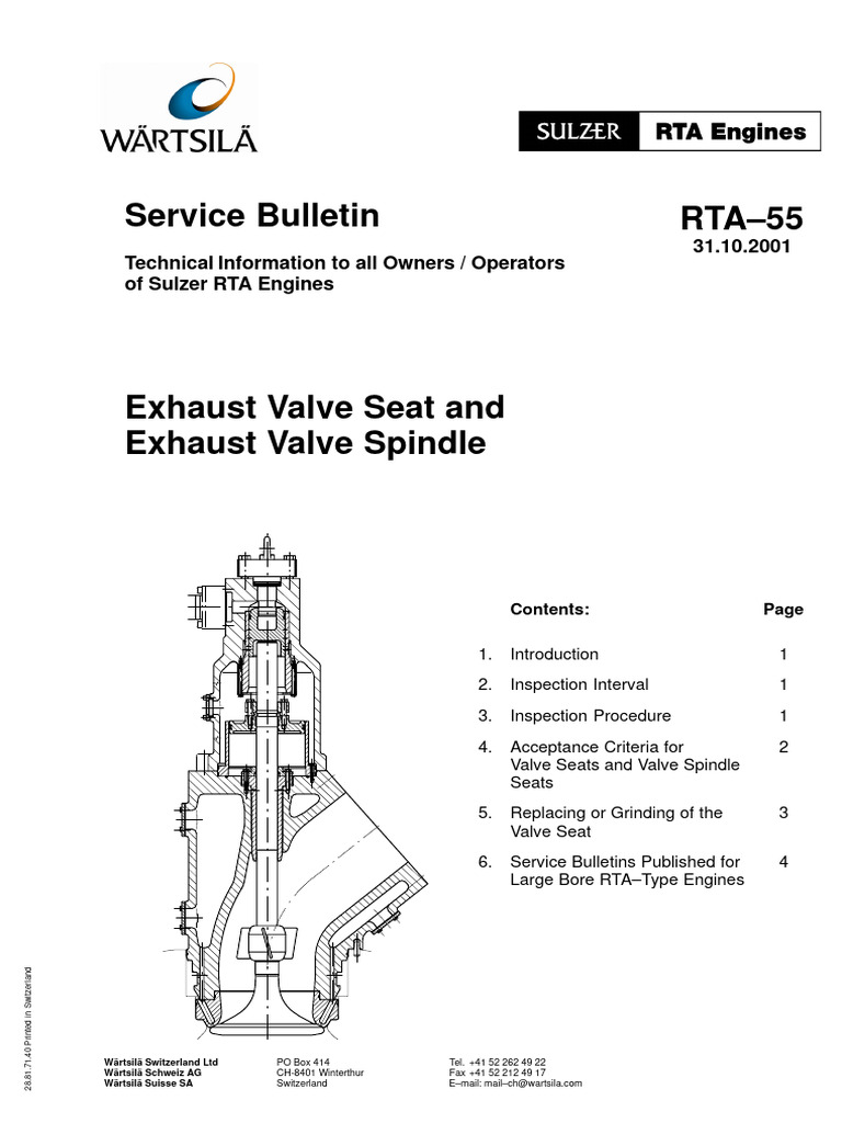 Exhaust Valve Maintenance for RTA Engines | PDF | Piston | Valve