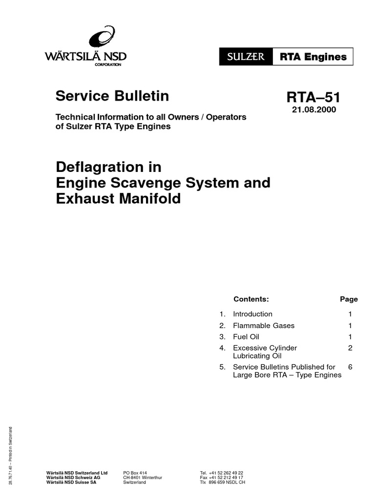 RTA-51 Service Bulletin: Scavenge System Issues | PDF | Piston | Valve