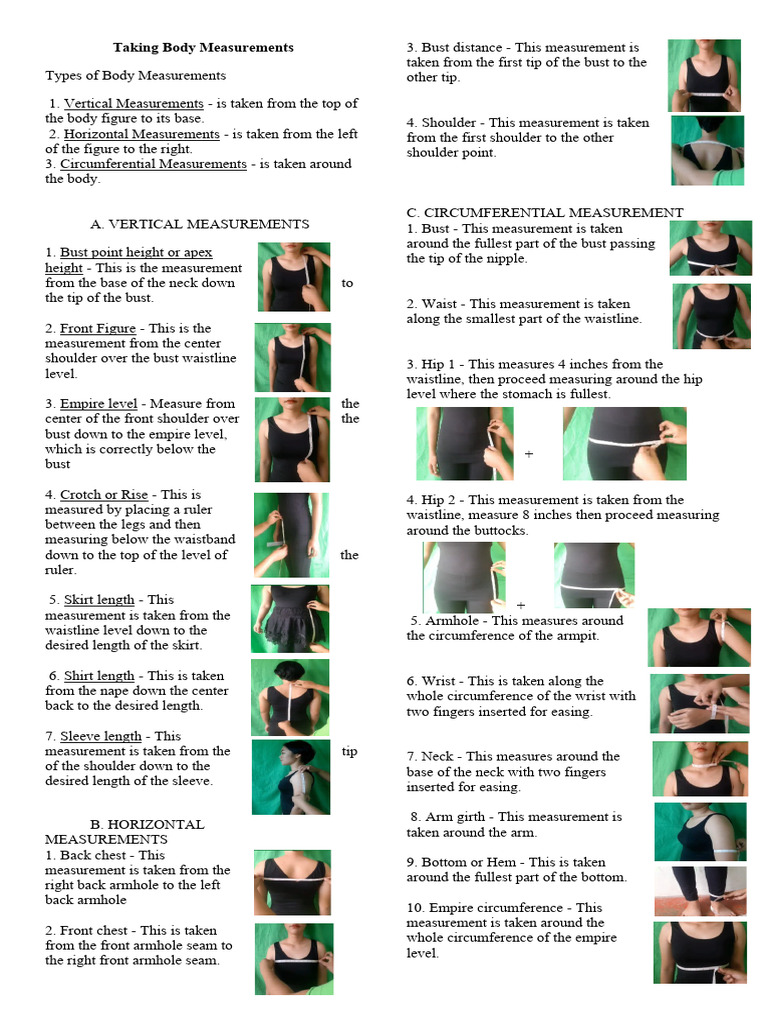 Taking Body Measurements PDF Seam (Sewing) Waist